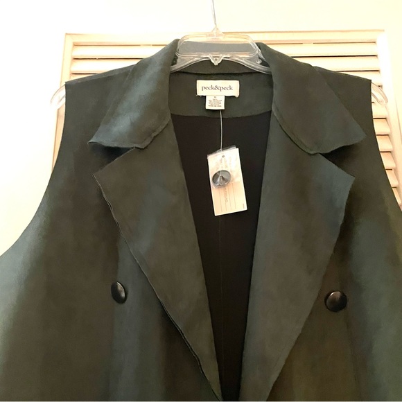 Gorgeous Long Cover Up Green Vest Suede Cloth Jacket - Picture 13 of 16